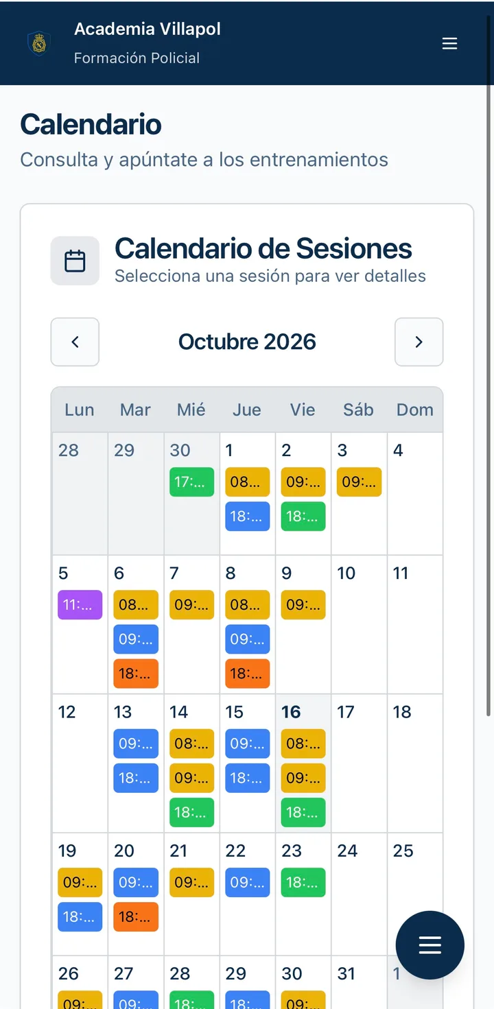 VillapolAlumnos: Calendario de sesiones